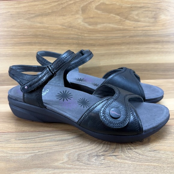 Dansko Shoes - Dansko Iris Sandals 11 EU 41 Black Leather Comfort Ankle Strap Flats